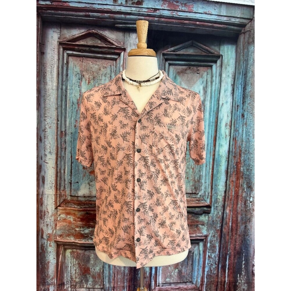 Dunlop Pink and Grey Polo Hawaiian style shirt Size Large